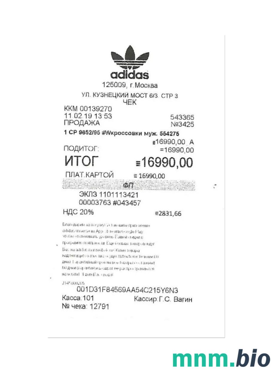 Adidas przykładowy czek płatniczy PSD